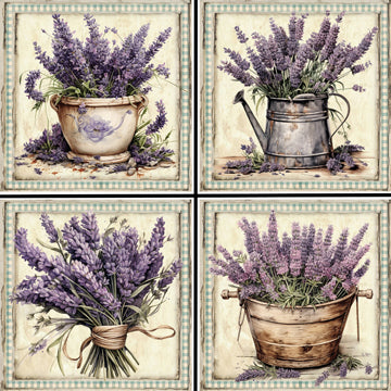 Vintage Lavender Coaster Set - 42110CS