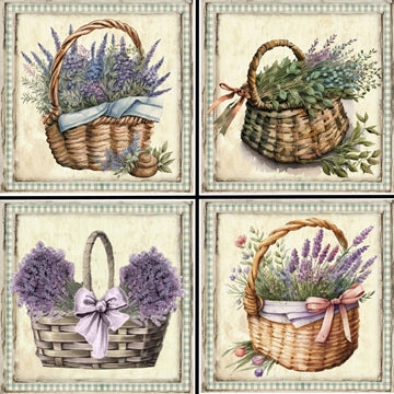Lavender Baskets Coaster Set - 42111CS