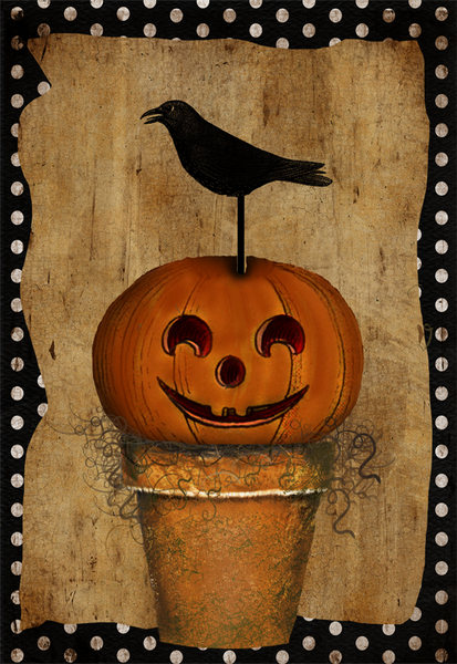 Crow On Pumpkin - 4433