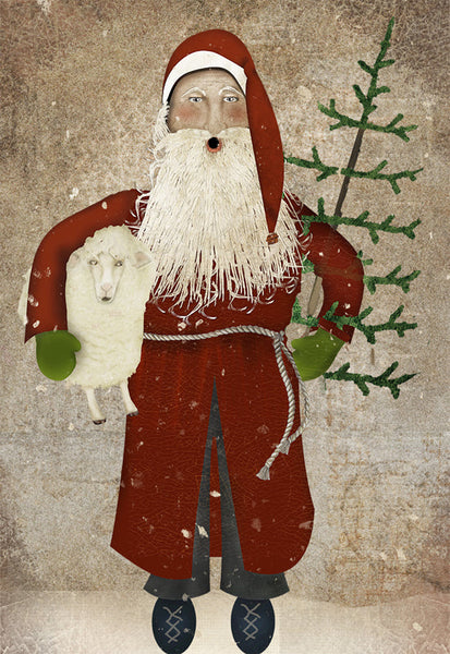 Santa With Sheep - 7509