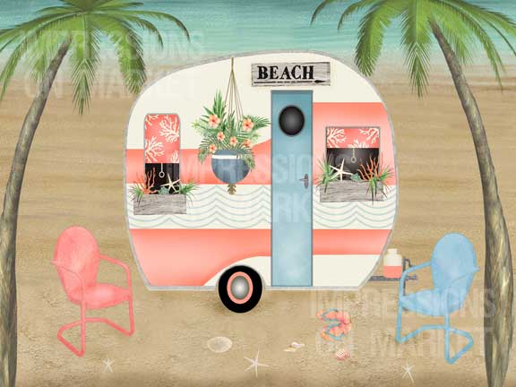 Pink Beach Camper - 7891