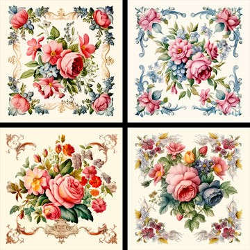 Rose Squares Coaster Set - 42135CS