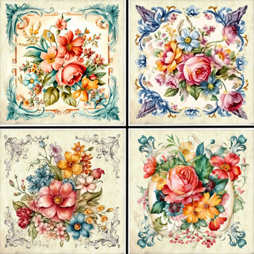 Floral Squares Coaster Set - 42137CS