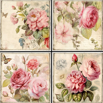 Cabbage Roses Coaster Set - 42141CS