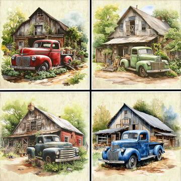 Barns & Trucks Coaster Set - 42146CS