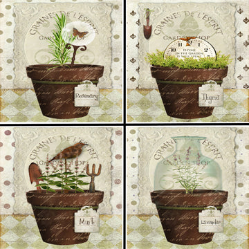 Herb Pots Coaster Set - 42150CS