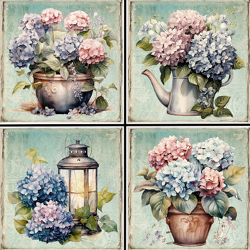 Hydrangeas Coaster Set - 42151CS