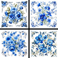 Cornflower Blue Squares Coaster Set - 42155CS