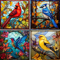 Stained Glass Birds Coaster Set - 42159CS