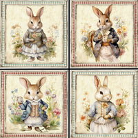Vintage Rabbits Coaster Set - 42168CS