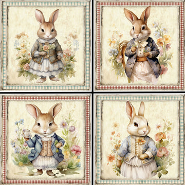 Vintage Rabbits Coaster Set - 42168CS